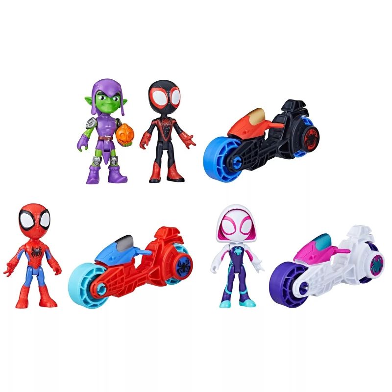 Photo 2 of * missing spider man see images *
Spidey and Friends Team Spidey Moto Squad Action Figures & Motorcycle Set
