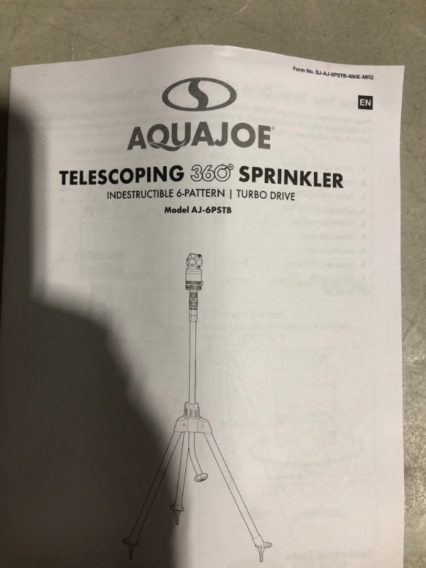 Photo 4 of * used item *
Aqua Joe AJ-6PSTB Indestructible Series 6 Pattern HD Sprinkler/Mister Combo, 360 Degree Coverage 45-Inch