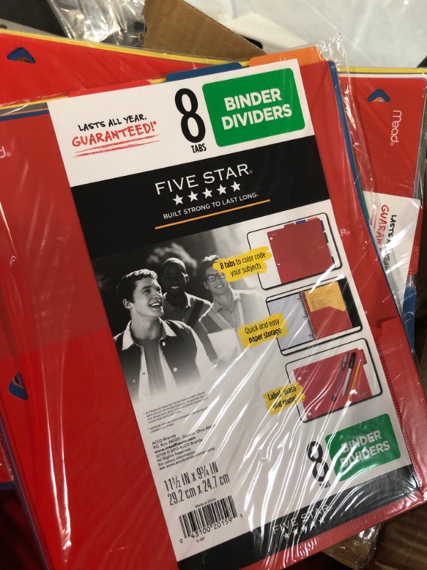 Photo 2 of Five Star 8-Tab Binder Dividers with Pocket Multicolor Multi-Colored BUNDLE OF 2**