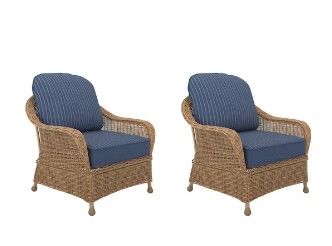 Photo 1 of (STOCK PHOTO IS SIMILAR NOT EXACT)allen + roth Serena Park Set of 2 Wicker Light Brown Steel Frame Stationary Conversation Chair(s) 