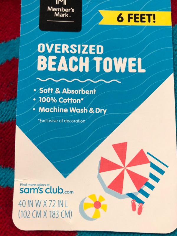 Photo 4 of **STOCK PHOTO IS A REFERENCE ONLY** Member's Mark Adult Beach Towel 40" x 72" 2 PACK