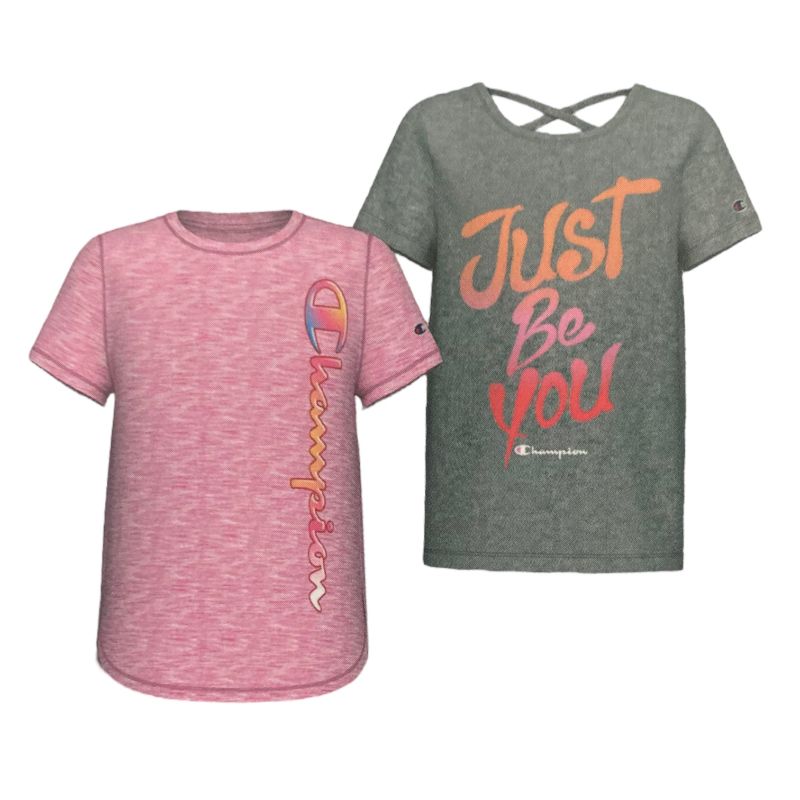 Photo 1 of Champion Girls 2-Pack Active Shirts pink/grey 7/8