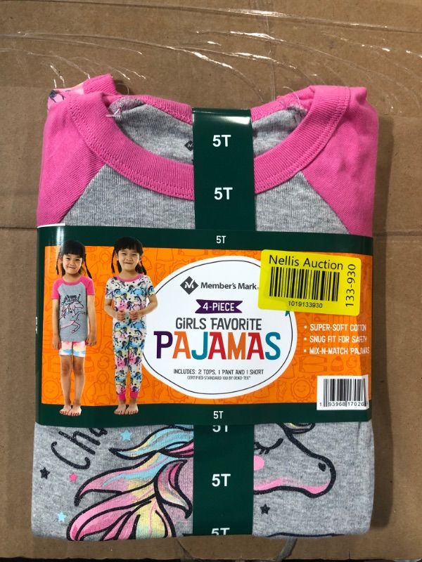 Photo 1 of Girls 4 Piece Pajamas Set Rainbow Unicorn 5T