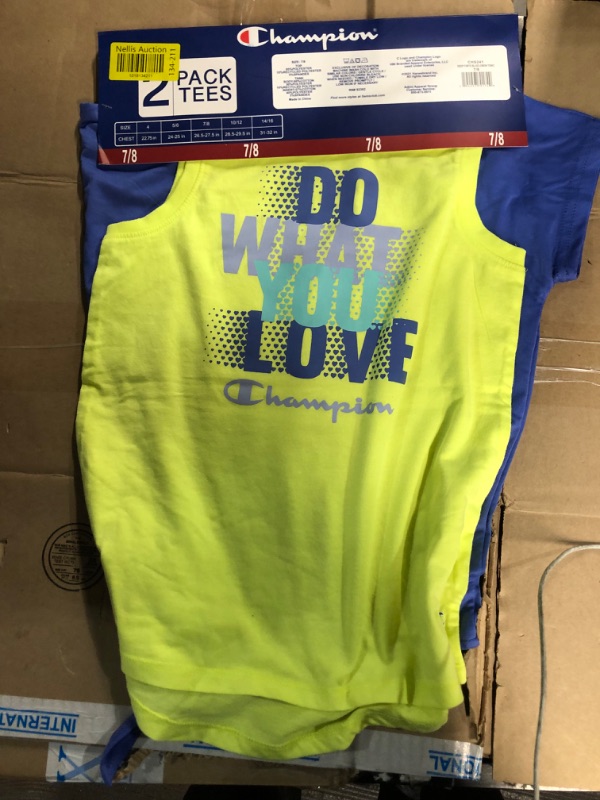 Photo 1 of Champion Girls 2 Pack Active Shirts blue/yellow 7/8