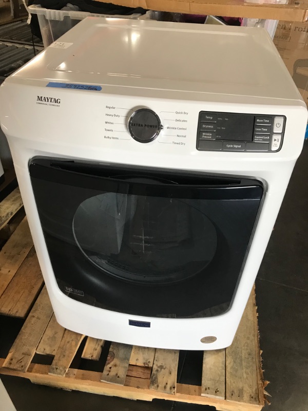 Photo 1 of **USED, NO POWER CORD INCLUDED, UNABLE TO TEST**  MAYTAG FRONT LOAD ELECTRIC DRYER WITH EXTRA POWER AND QUICK DRY CYCLE - 7.3 CU. FT.