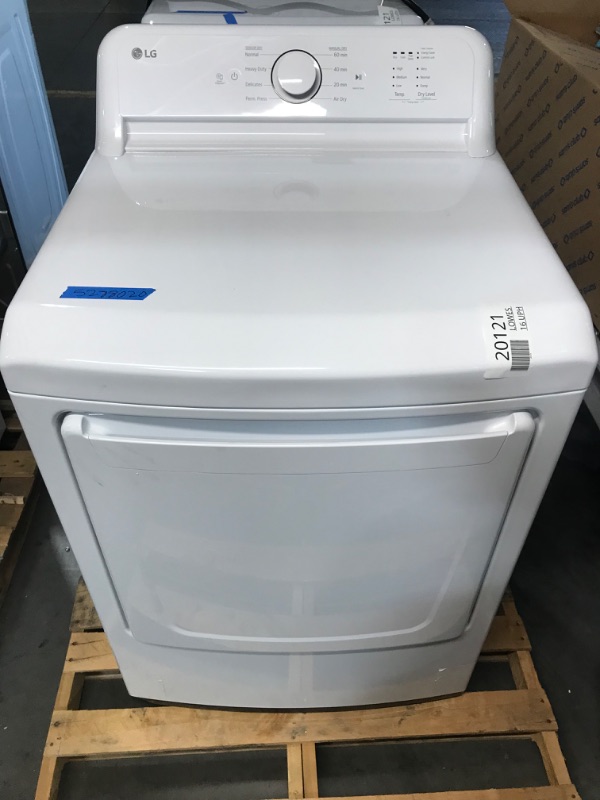 Photo 1 of **MINOR DAMAGE, UNABLE TO TEST, NO POWER CORD INCLUDED** LG 7.3 cu. ft. Ultra Large Capacity Rear Control Electric Energy Star Dryer with Sensor Dry