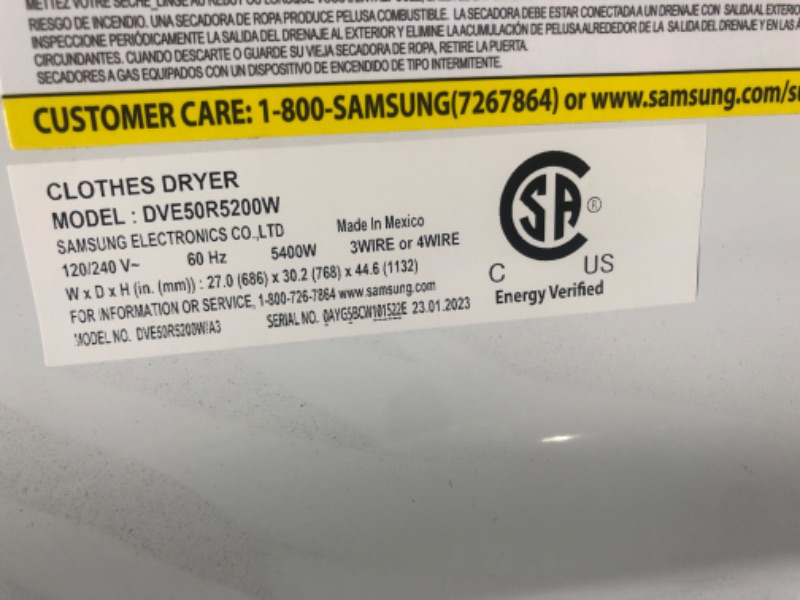 Photo 9 of **DAMAGED**Samsung 7.4-cu ft Electric Dryer (White)