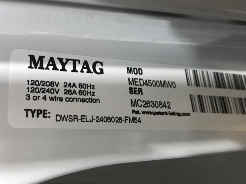 Photo 6 of **MINOR DAMAGE, UNABLE TO TEST, 3 PRONG POWER CORD** MISSING DIAL MAYTAG FRONTLOAD ELECTRIC WRINKLE PREVENT DRYER - 7.0 CU. FT.