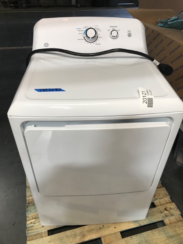 Photo 1 of **DAMAGED, UNABLE TO TEST 4 PRONG OUTLET**  GE 7.2-cu ft Electric Dryer (White)