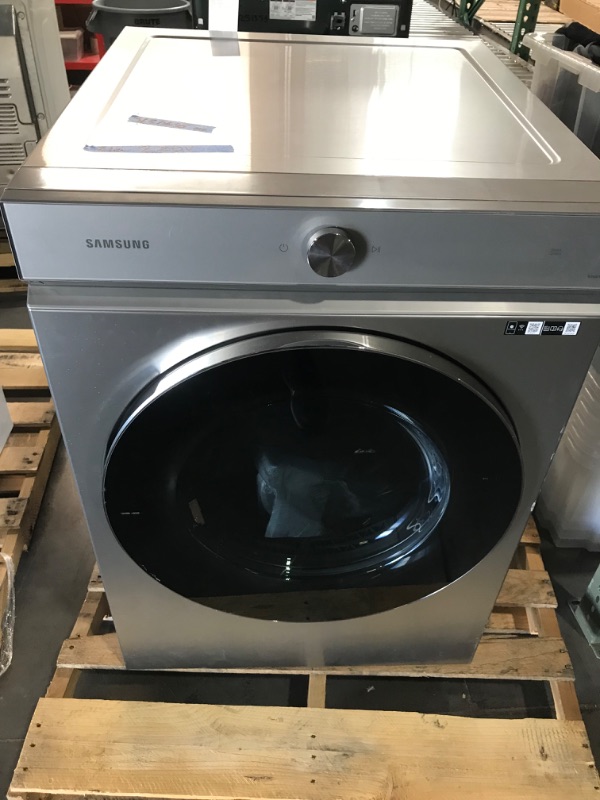 Photo 1 of **HAS MINOR DAMAGE DENTS/SCRATCHES, UNABLE TO TEST, NO POWER CORD INCLUDED** Bespoke 7.6 cu. ft. Ultra Capacity Electric Dryer with AI Optimal Dry and Super Speed Dry in Silver Steel