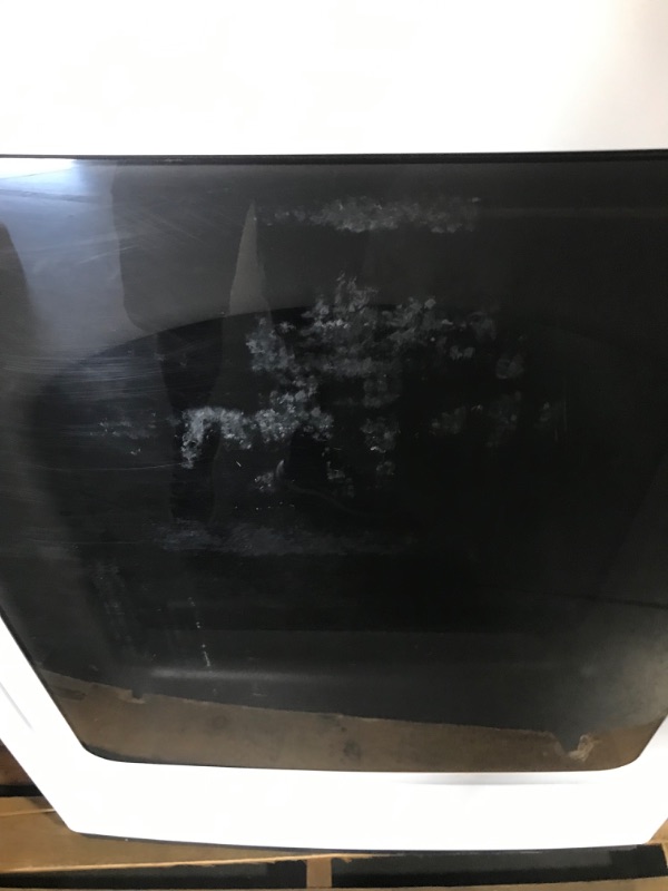 Photo 2 of **USED, UNABLE TO TEST, NO POWER CORD INCLUDED** HAS MINOR DAMAGE SAMSUNG 7.4 cu. ft. Smart Electric Dryer with Steam Sanitize+ in White