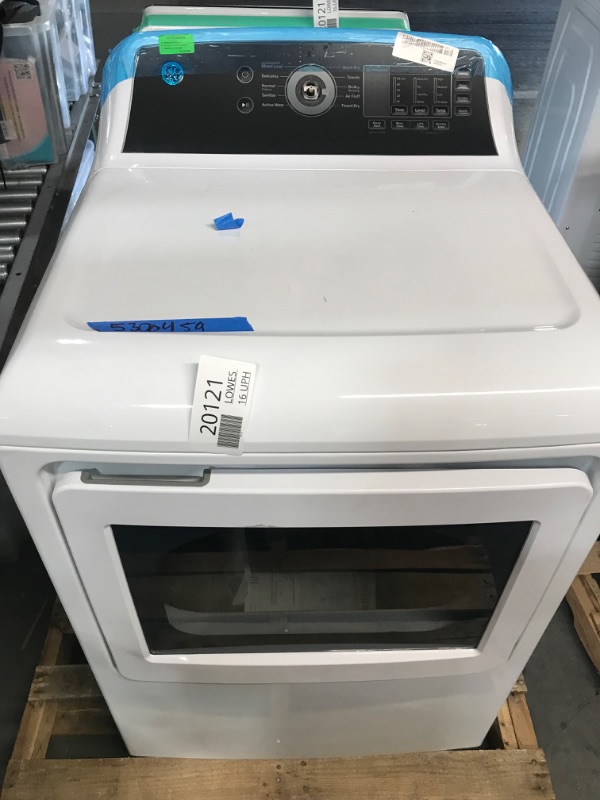 Photo 1 of **UNABLE TO TEST, NO POWER CORD INCLUDED, HAS MINOR SCRATCHES** GE 7.4 cu. ft. Electric Dryer with Sensor Dry in White