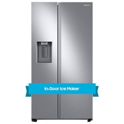 Photo 1 of **PLATE OFF ON TOP OF FRIDGE***Samsung 27.4-cu ft Side-by-Side Refrigerator with Ice Maker (Fingerprint Resistant Stainless Steel)