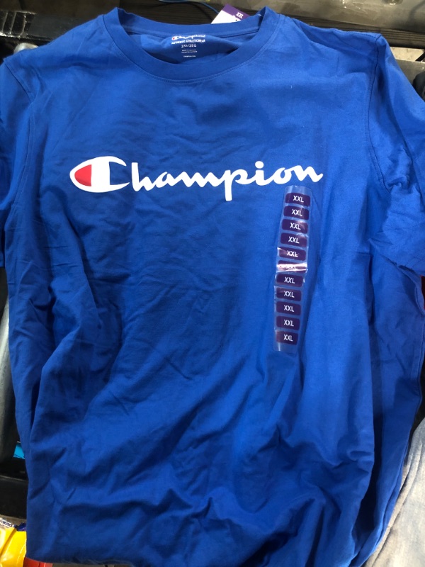 Photo 2 of Champion Men S Short Sleeve Screen Print Graphic Logo Tee (Bright Royal XXL)