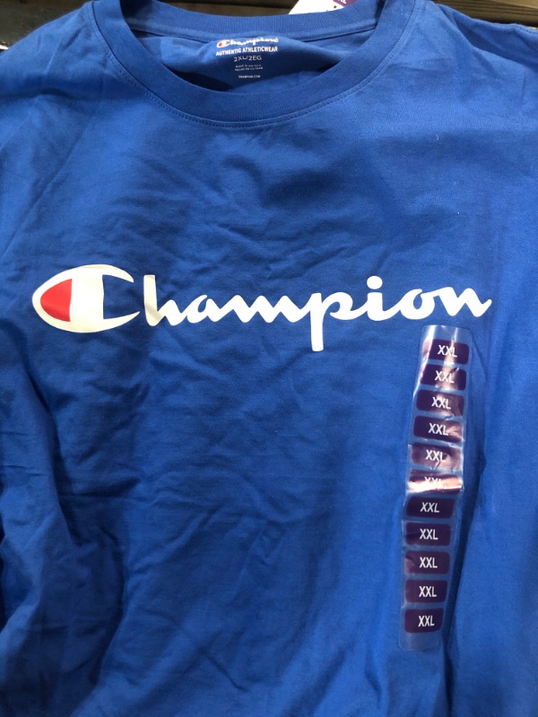 Photo 3 of Champion Men S Short Sleeve Screen Print Graphic Logo Tee (Bright Royal XXL)