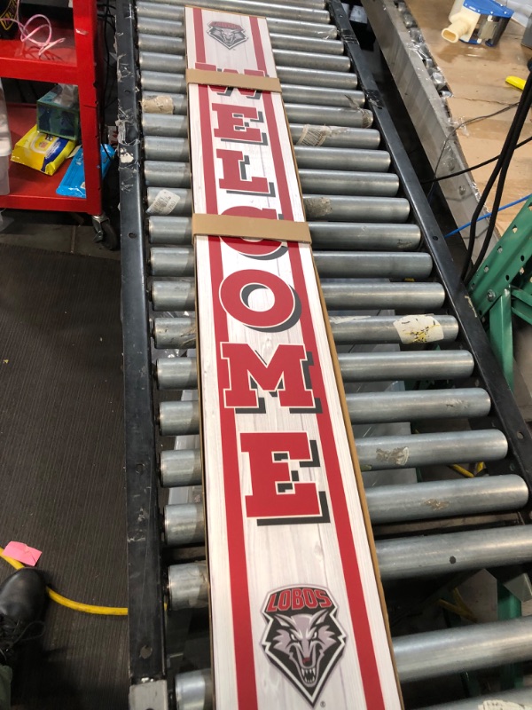 Photo 2 of **STOCK PHOTO REFRENCE ONLY** OUTDOOR LEANER WELCOME SIGN NEW MEXICO LOBOS LOGO 8" X 60" 