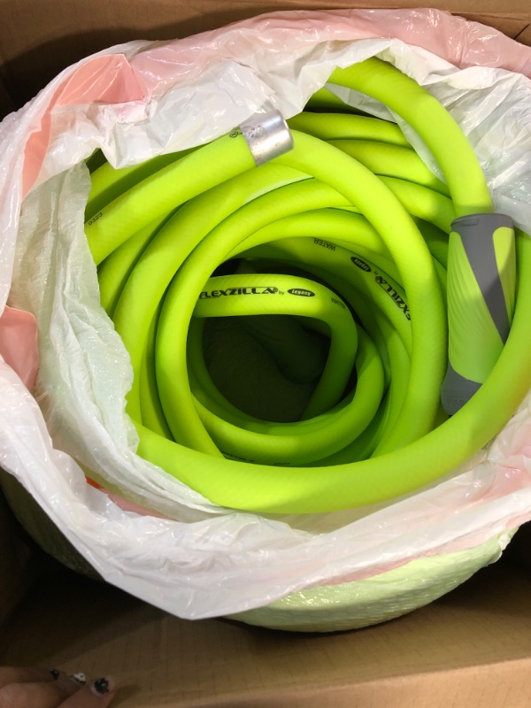 Photo 3 of Flexzilla HFZG5100YWS Garden Hose, 5/8" (inches) x 100' (feet), ZillaGreen w/SwivelGrip & HFZG550YW Garden Lead-In Hose 5/8 In. x 50 ft, Heavy Duty, Lightweight, Drinking Water Safe 5/8" (inches) x 100' (feet) Hose + Lead-In Hose