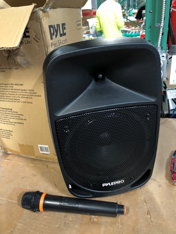 Photo 4 of Pyle 800W Portable Bluetooth PA Speaker - 8’’ Subwoofer, LED Battery Indicator Lights w/ Built-in Rechargeable Battery, MP3/USB/SD Card Reader, and UHF Wireless Microphone - Pyle PSBT85A,Black