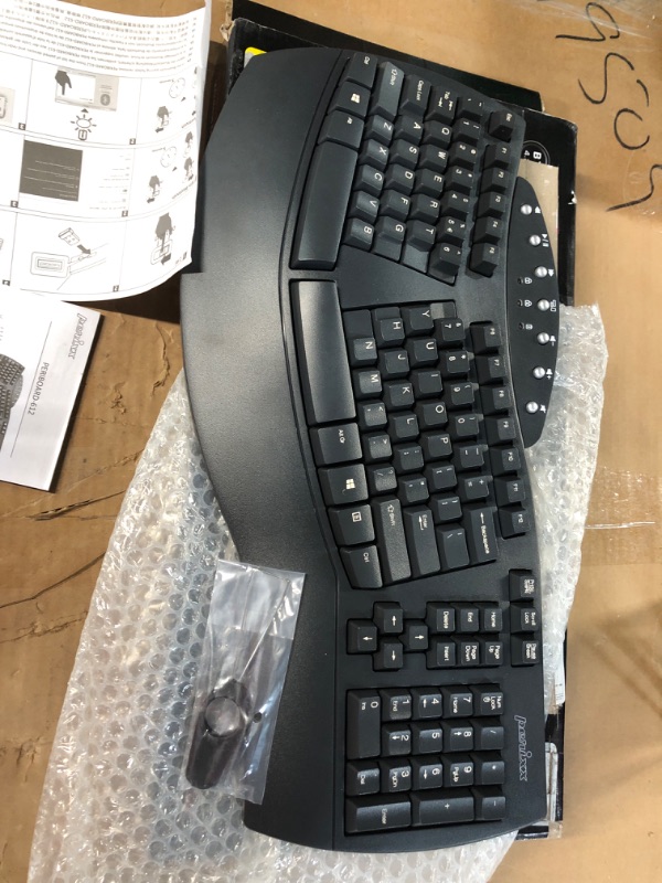 Photo 2 of Perixx Periboard-612 Wireless Ergonomic Split Keyboard with Dual Mode 2.4G and Bluetooth Feature, Compatible with Windows 10 and Mac OS X System, Black, US English Layout, (11354) Wireless Black Keyboard