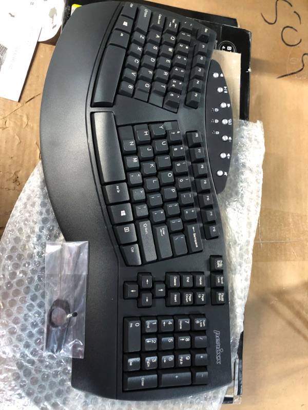 Photo 4 of Perixx Periboard-612 Wireless Ergonomic Split Keyboard with Dual Mode 2.4G and Bluetooth Feature, Compatible with Windows 10 and Mac OS X System, Black, US English Layout, (11354) Wireless Black Keyboard