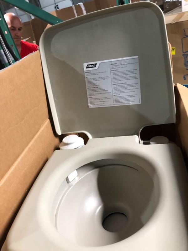 Photo 3 of Camco Portable Toilet for RVs, 5.3 Gallons, Gray (41541) , White