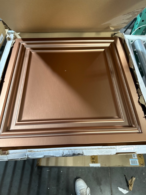 Photo 2 of 
Art3d PVC Ceiling Tiles, 2'x2' Plastic Sheet in Copper (12-Pack)
