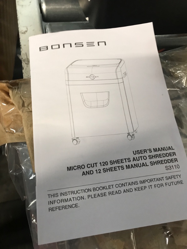 Photo 3 of ***STOCK PHOTO FOR REFERENCE ONLY*** BONSEN 100-Sheet Auto Feed Paper Shredder High Security Micro Cut Shredders