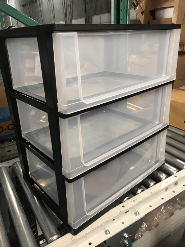 Photo 1 of ***STOCK PHOTO FOR REFERENCE ONLY*** IRIS USA Plastic 3 Drawer Wide Storage Drawer Cart with 4 Caster Wheels