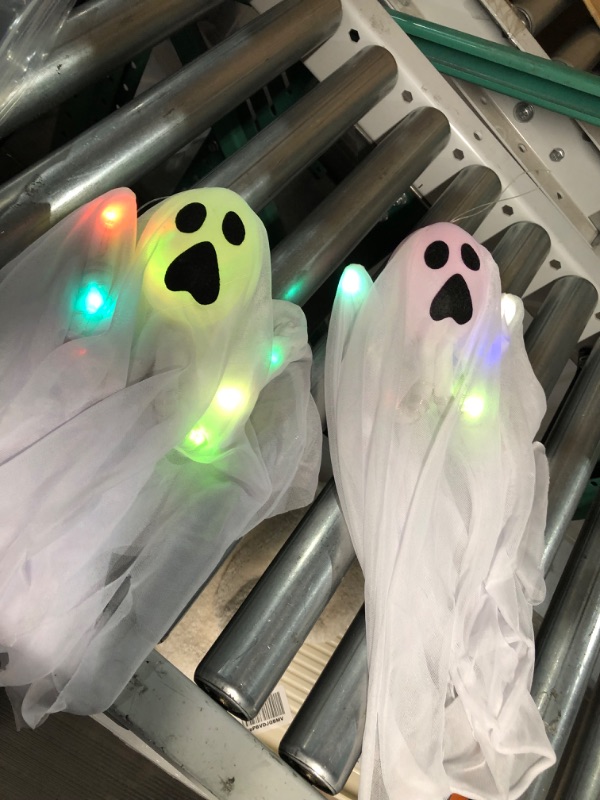 Photo 4 of ***STOCK PHOTO FOR REFERENCE ONLY*** Haunted Hill Farm 1.6 ft. Set of 2 Light-up Hanging Ghosts Halloween Props