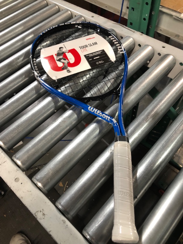 Photo 2 of ***BENT*** WILSON Adult Recreational Tennis Rackets Grip Size 3 - 4 3/8" Blue/Black