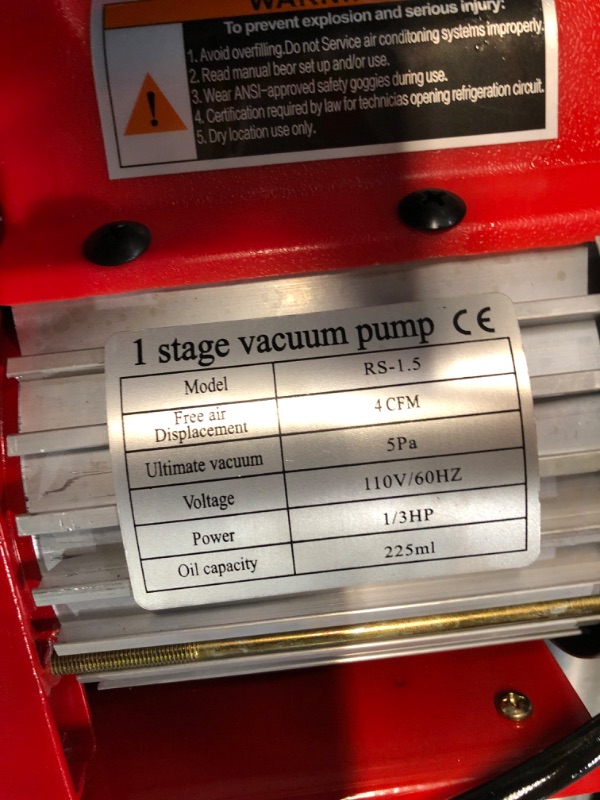 Photo 8 of ***EVIDENCE OF USE*** YaeTek 4CFM 1/3HP Rotary Vane Air Vacuum Pump