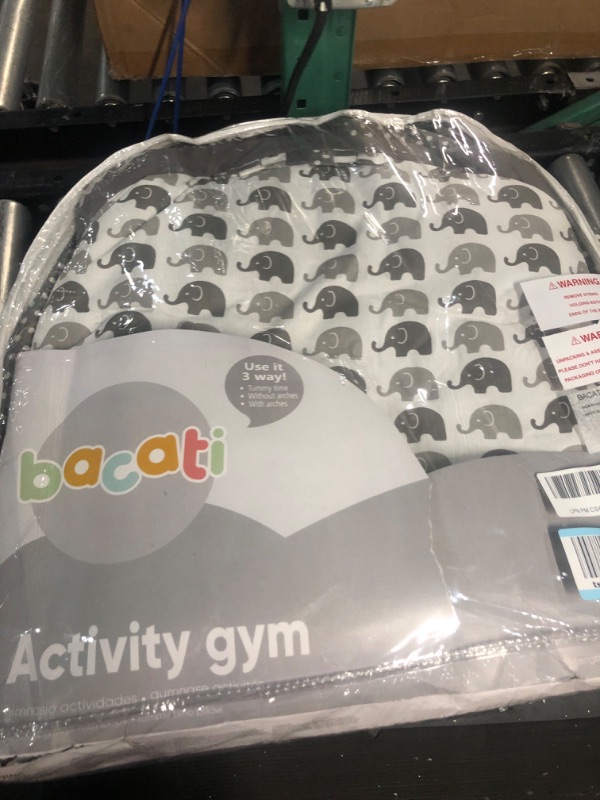 Photo 3 of Bacati Elephants Unisex Activity Gym with Mat,