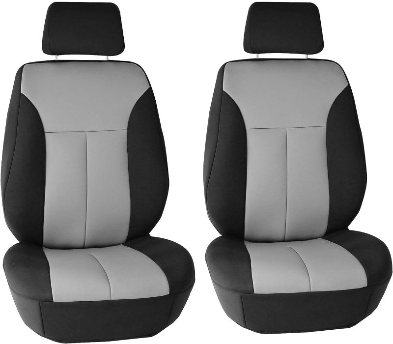 Photo 1 of FH Group Car Seat Covers Ultra-Flex Waterproof Seat Cover Neoprene Front Pair Set Gray Seat Covers, Airbag Compatible 