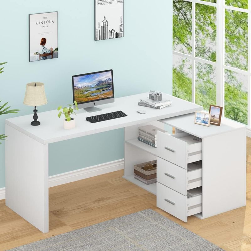 Photo 1 of  White L Shaped Desk with storage