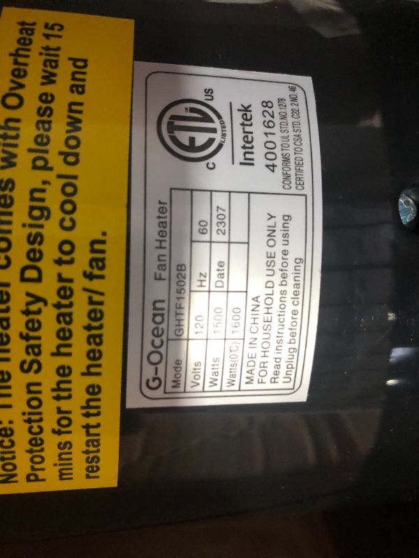 Photo 5 of ***NOT FUNCITONAL - FOR PARTS - NONREFUNDABLE - DOESN'T TURN ON***
Electric Space Heater for Indoor Use, 34" Quiet Heating Black