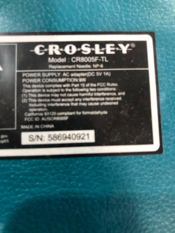 Photo 6 of Crosley CR8005F-TL Cruiser Plus Vintage 3-Speed Bluetooth in/Out Suitcase Vinyl Record Player Turntable, Teal Bluetooth In/Out Teal