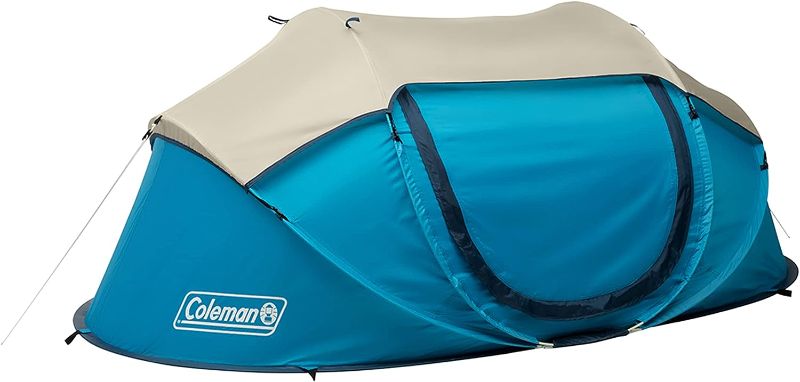 Photo 1 of Coleman Pop-Up Camping Tent with Instant Setup, 2/4 Person Tent Sets Up in 10 Seconds, Includes Pre-Assembled Poles, Adjustable Rainfly, and Taped Floor Seams
