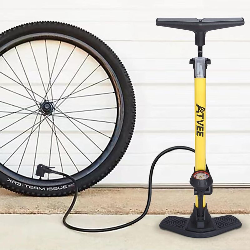 Photo 1 of Bike Pump, 25” Height Full Size Bicycle Pump with 160 PSI High Pressure, Bike tire Pump with Presta and Schrader Valve, Bike Air Pump for Bike Tires, 
