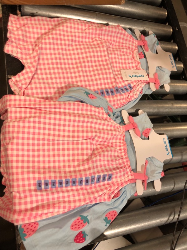 Photo 3 of Carter's Baby Girls 2 Piece Dress and Romper Set, Newborn, Pink/Blue 2 pack 