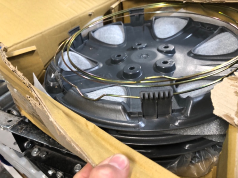 Photo 1 of **PARTS** **DAMAGE** Four ABS Plastic Silver Colored Hubcaps - 15 Inch Diameter