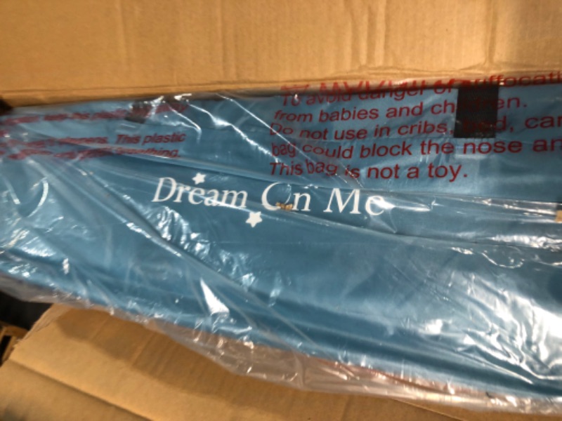 Photo 2 of Dream On Me Zoom Portable Playard in Blue, Lightweight, Packable and Easy Setup Baby Playard, Breathable Mesh Sides and Soft Fabric - Comes with a Removable Padded Mat