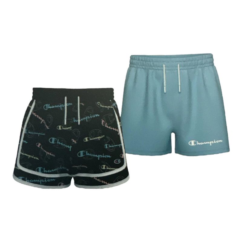 Photo 1 of Champion Girl's 2.5" Black/Blue 2-Pack Active Shorts (CHS568) 4-5/6-7/8-10/12-14
