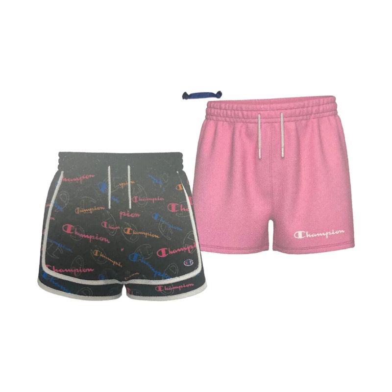 Photo 1 of Champion Girl's 2.5" Black/Pink 2-Pack Active Shorts (CHS566) 4-5/6-7/8-10/12-14
