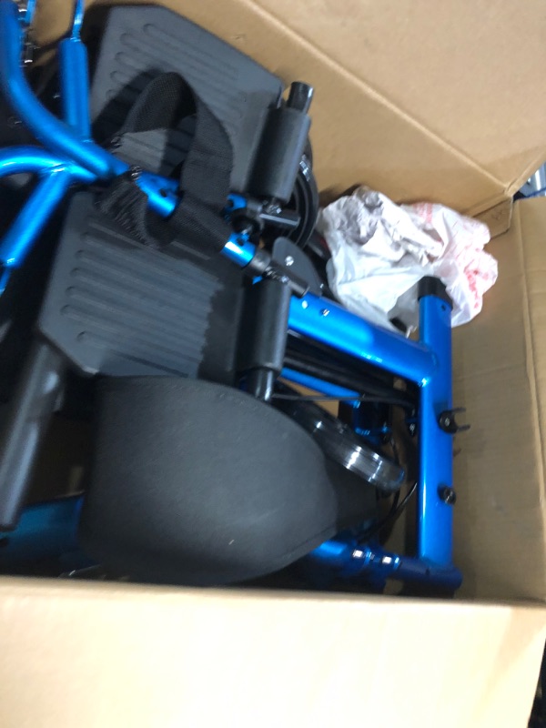 Photo 4 of 2 in 1 Rollator Walkers for Seniors with Padded Seat- Medical Transport Chair Walker with Adjustable Handle and Reversible Backrest (Blue)