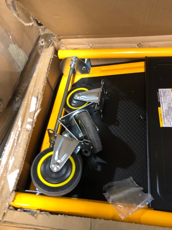 Photo 1 of Push Cart Dolly by Wellmax, Moving Platform Hand Truck, Foldable for Easy Storage and 360 Degree Swivel Wheels with 330lb Weight Capacity, Yellow Color with Bungee Cord Set