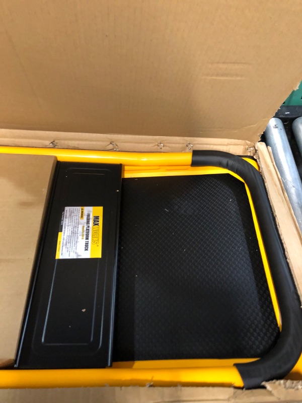 Photo 2 of Push Cart Dolly by Wellmax, Moving Platform Hand Truck, Foldable for Easy Storage and 360 Degree Swivel Wheels with 330lb Weight Capacity, Yellow Color with Bungee Cord Set