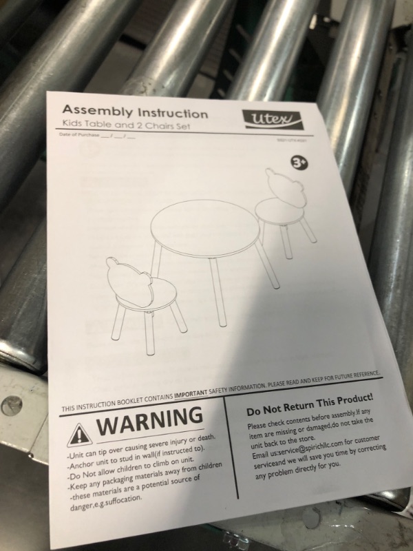 Photo 3 of **FOR PARTS**SEE NOTES**UTEX Kids Wood Table and Chair Set, Kids Play Table with 2 Chairs