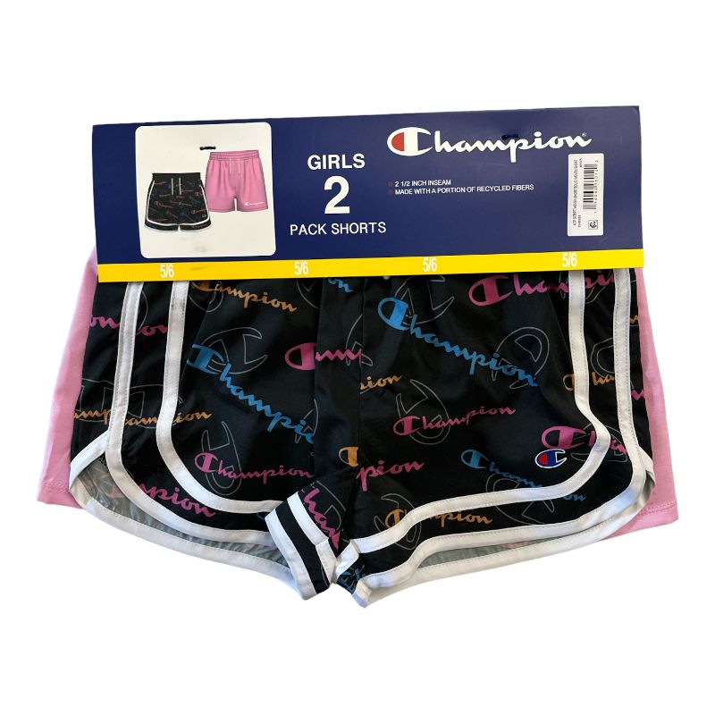 Photo 1 of Champion Girl's Adjustable Waist 2-Pack 2.5" Inseam Active Shorts SIZE 10/12