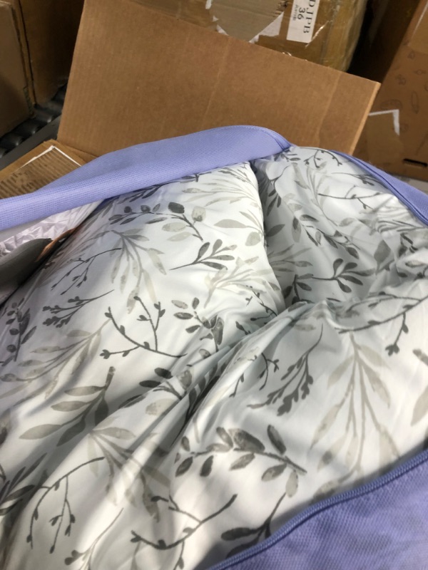 Photo 1 of Boppy Total Body Pregnancy Pillow with Easy-on Removable Pillow Cover in Gray Scattered Leaves for Full-body Support, Body Pillow for Pregnancy and Postpartum Positioning