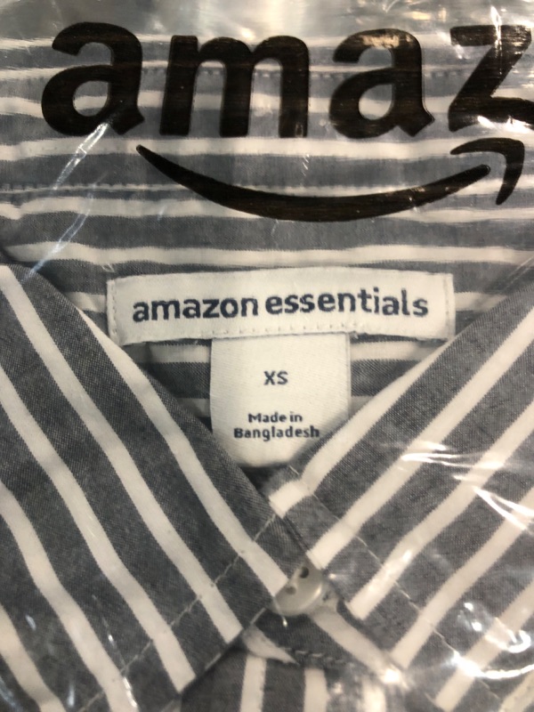 Photo 3 of Amazon Essentials Women's Classic-Fit Long-Sleeve Button-Down Poplin Shirt X-Small Indigo, Stripe